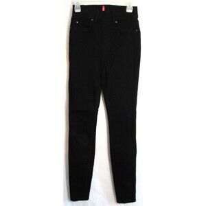 Spanx Black Elastic Waist Pull On Skinny Jeans Size XS Tall EUC